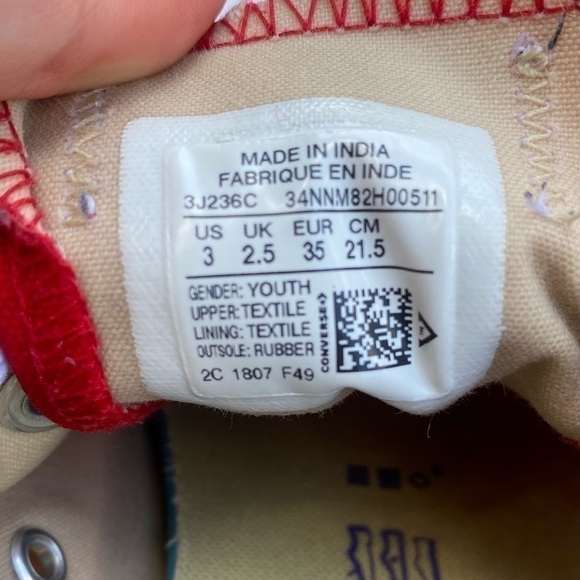 Youth Converse All  Star LowTop Red Size 3 - Picture 6 of 6